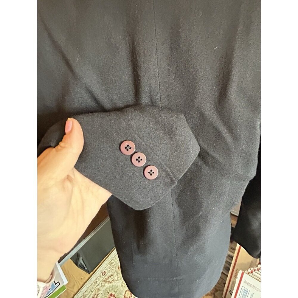 Hugo‎ Buscati Vintage Wool Blend Blazer Jacket Womens Sz 2 Black Buttons - Picture 4 of 5